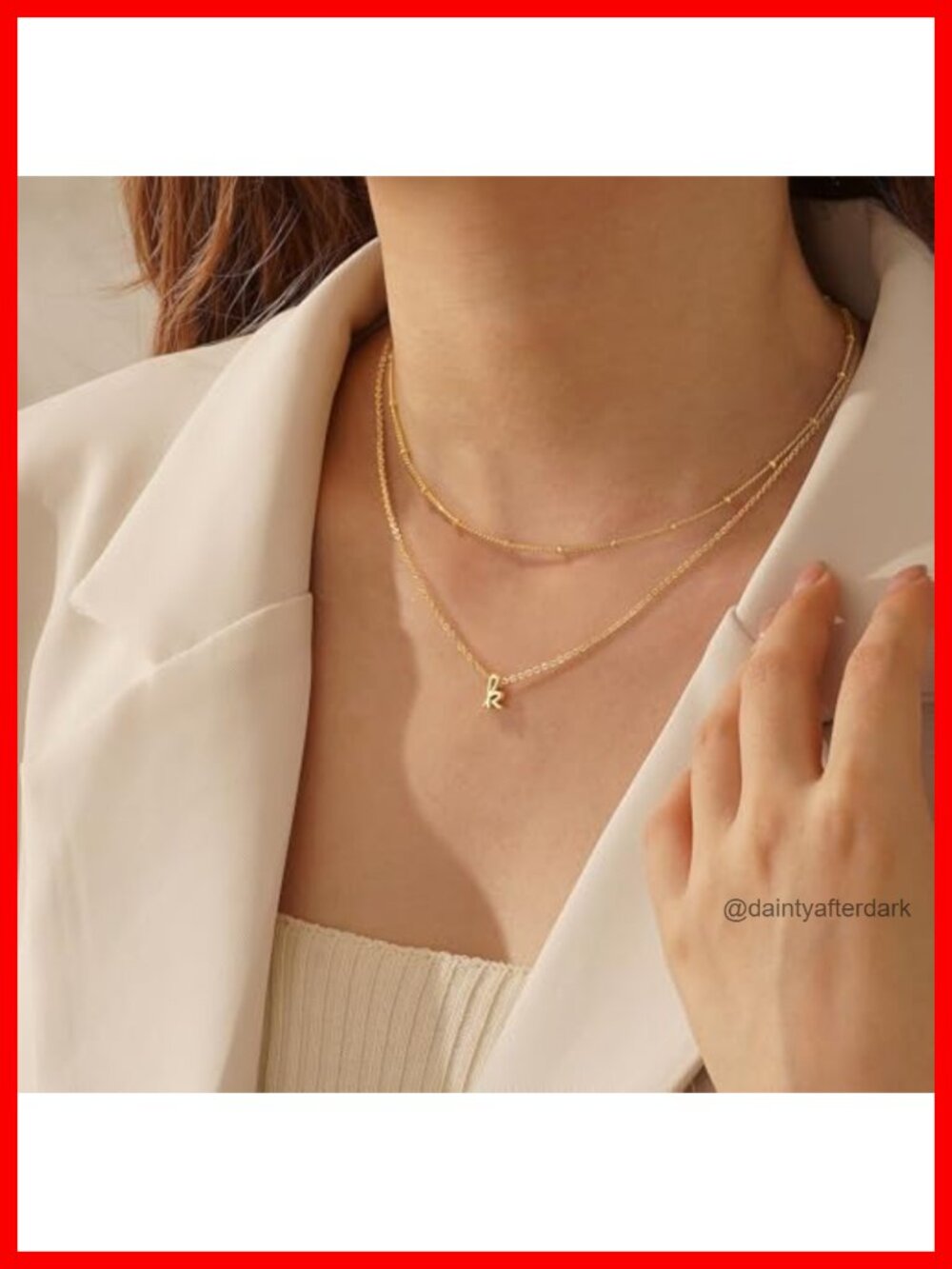 14K Gold-Plated Layered Initial Necklace Set with Adjustable Chains - Picture 2 of 6